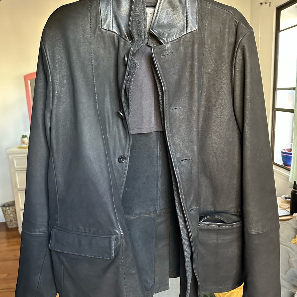 Black Leather Men's Jacket - Survey Double Layered Leather Blazer
